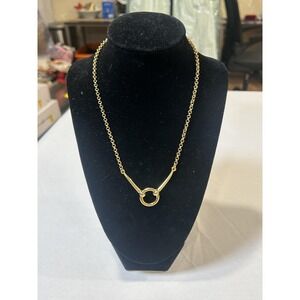 Talbots Necklace Gold Tone Chain Circle Toggle Pendant 18" Womens Modern Jewelry
